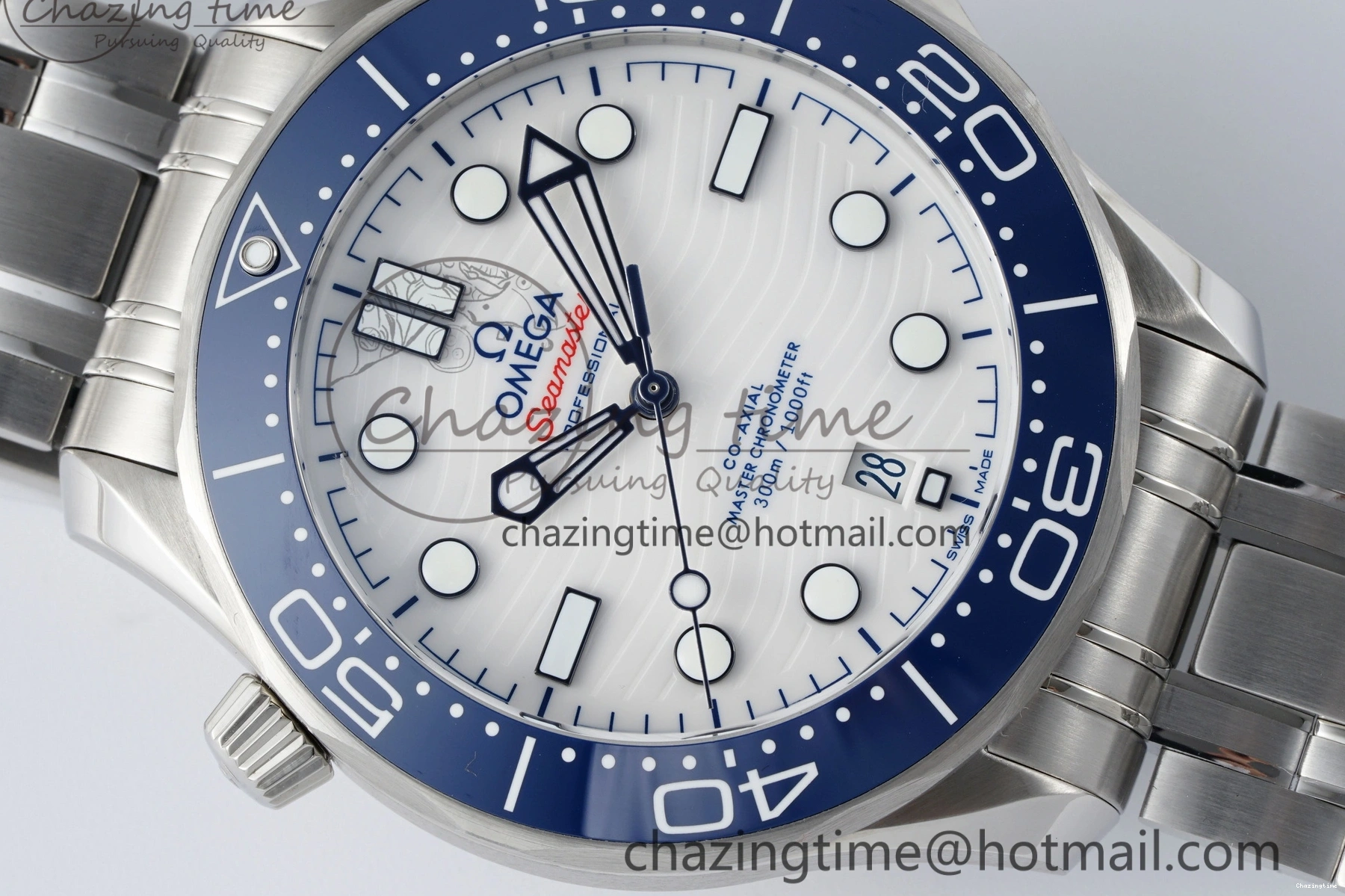 0428 Thermal Seamaster Diver 300M ZF 1:1 Best Edition Blue Ceramic White Dial on SS Bracelet A 7733
